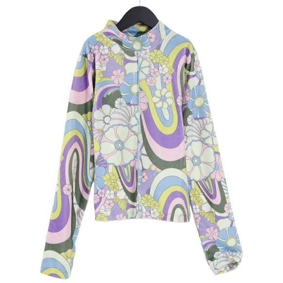 DAMSON Madder Nwot Psychedelic Print Mock Turtleneck Size 8 Purple Blue Yellow - Picture 10 of 10